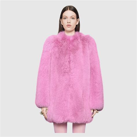 gucci pink fur coat mens|Gucci raincoat women's.